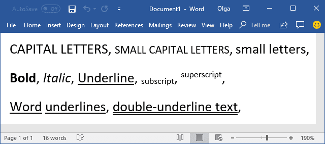 keyboard shortcut for subscript word